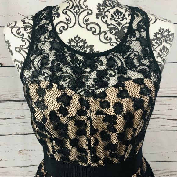 Milly Silk Lace Overlay Sweetheart Cocktail Party Dress Nude/Black 4 - Picture 5 of 10